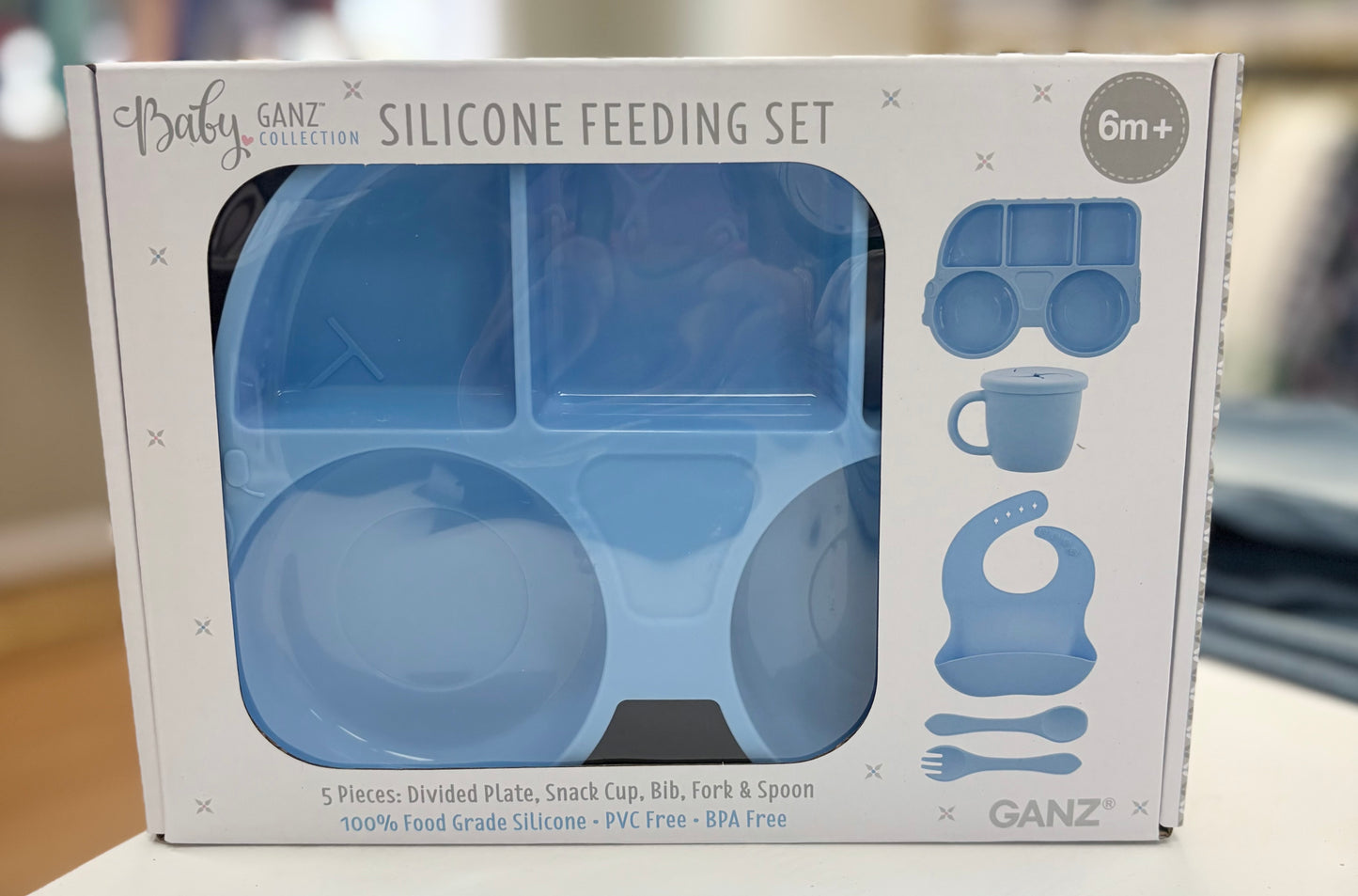 5 Piece Blue Silicone Food Set