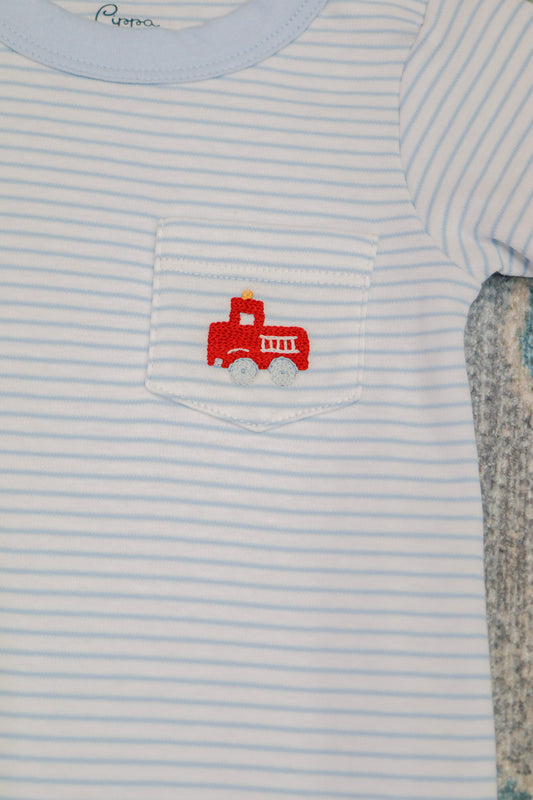 Boys Pima Romper Firetrucks