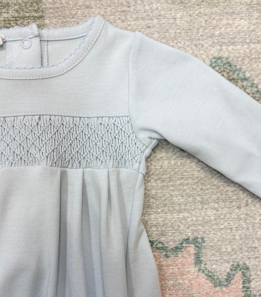 Essentials Solid Blue Smocked Gown