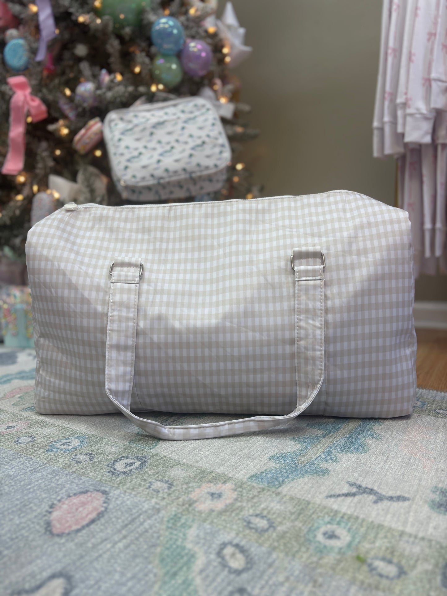 Khaki Gingham Duffle