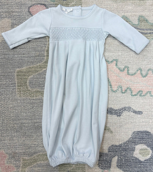 Essentials Solid Blue Smocked Gown