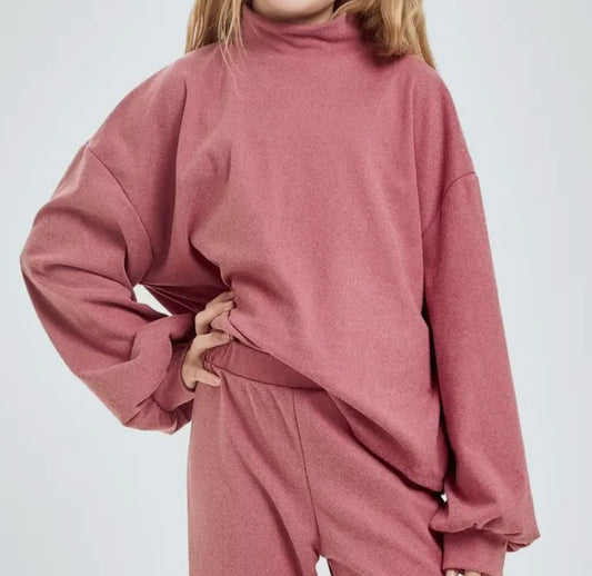 Mauve Corduroy Mock Neck