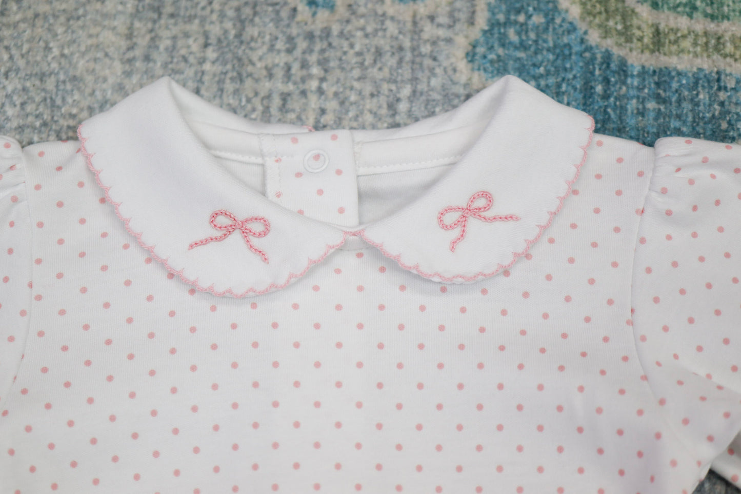 Girls Bow & Dots Pima Romper
