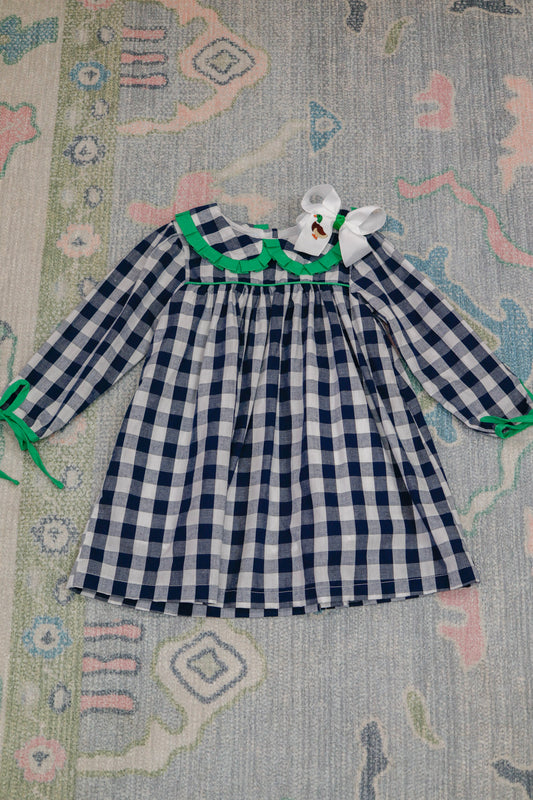 Priscilla Navy Buffalo Check Dress