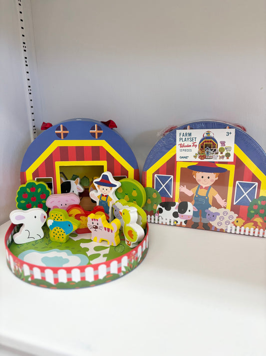 11.5” Wooden Farm Travel Play Set