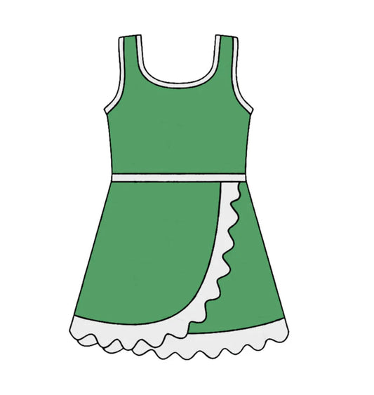 Green and White Scallop Athletic Dress