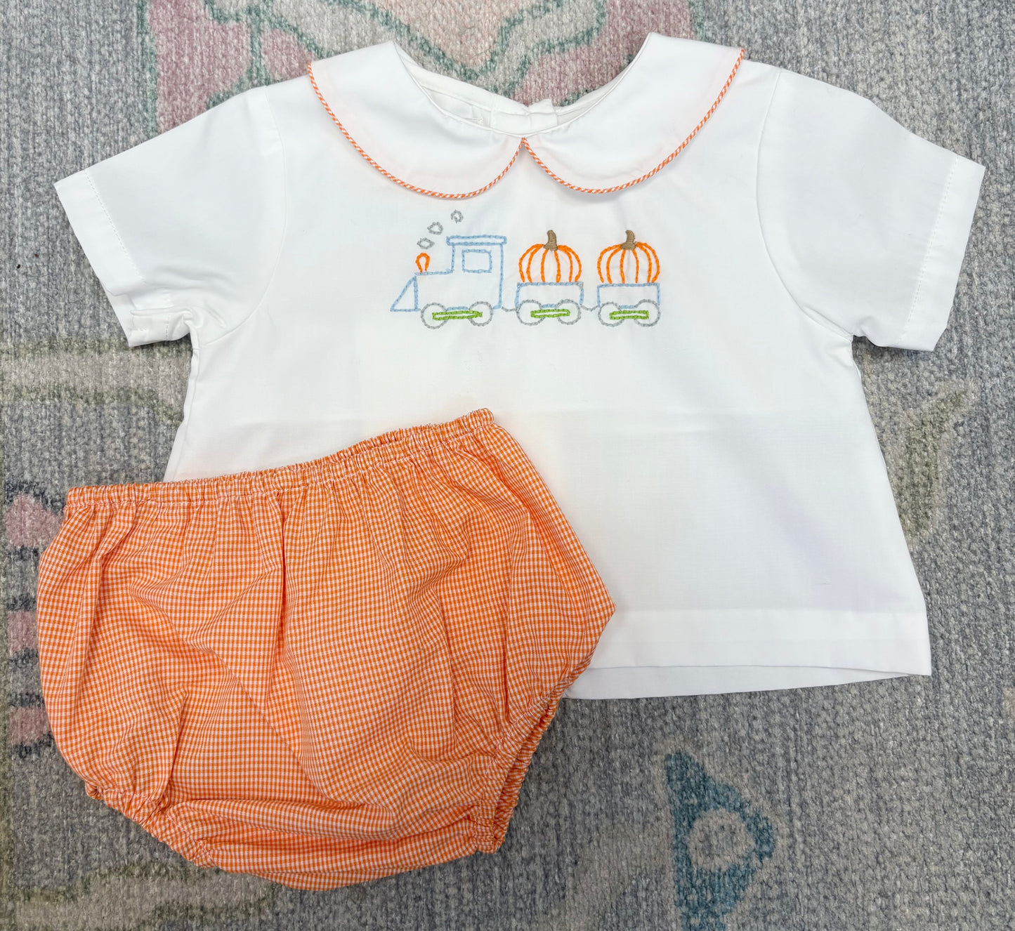 Boys Pumpkin Train Diaper Set