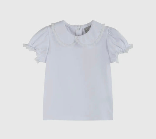 White Collared Lace Sleeve Shirt