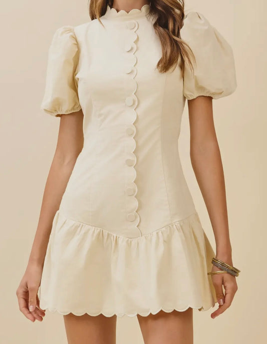 Scalloped Detail Fitted Dress