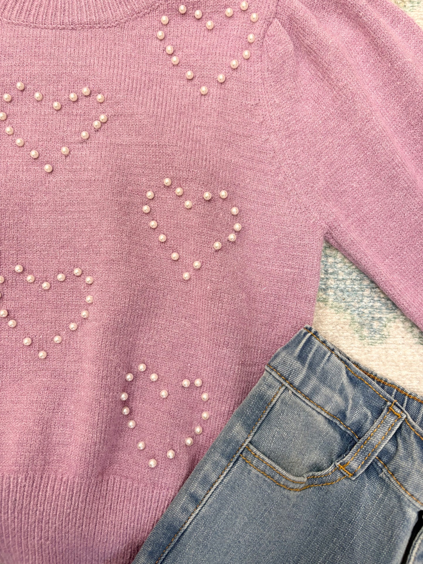 Pearl Hearts Detail Sweater