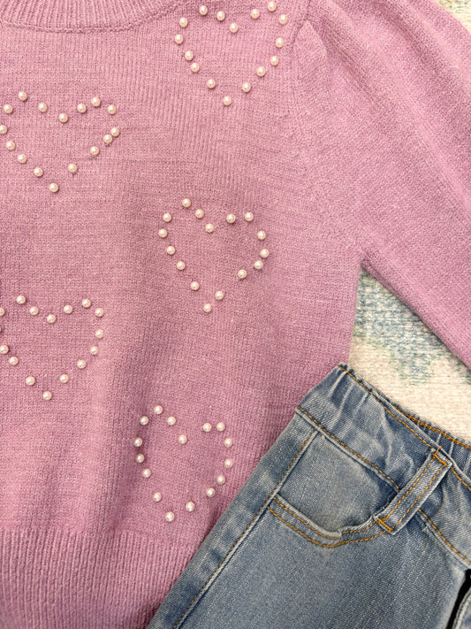 Pearl Hearts Detail Sweater