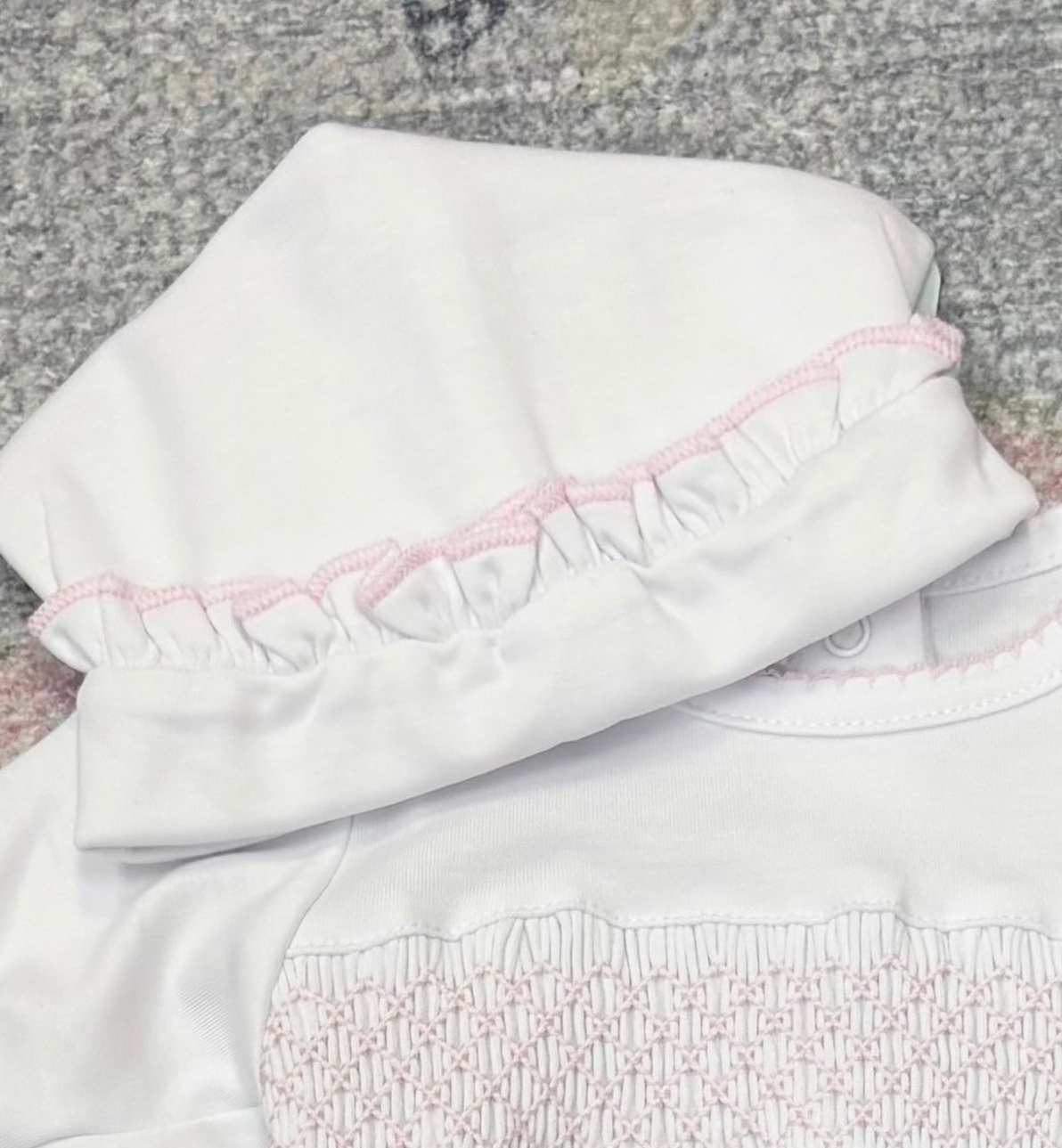 Essentials White Hat with Pink Ruffle