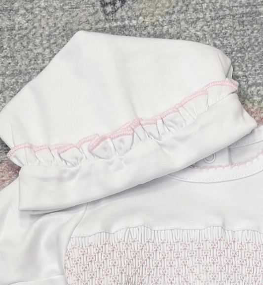 Essentials White Hat with Pink Ruffle