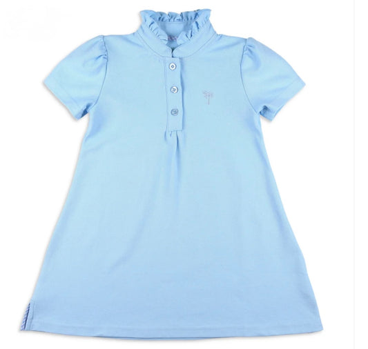 Blue Ruffle Polo Dress
